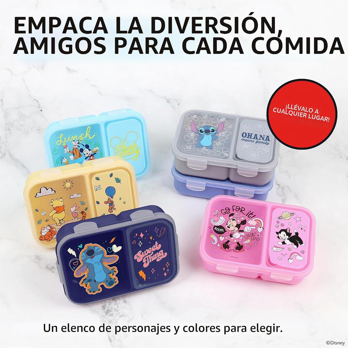 Disney Mickey Bento Box para niños, compartimentos divididos, a pru...