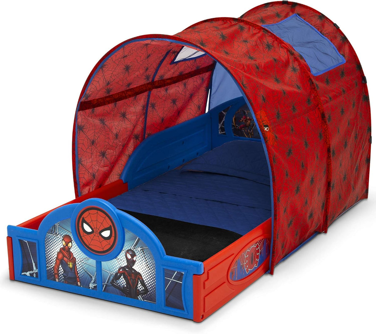 Cama para dormir y jugar Marvel Spider Man para niños pequeños con...