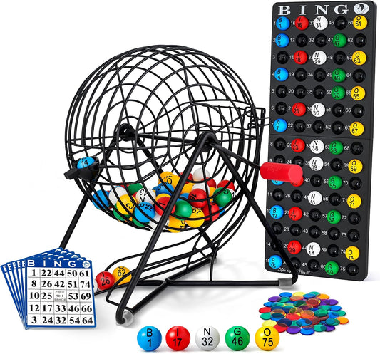 MR CHIPS Juego de bingo profesional de 11 pulgadas de alto con jaul...