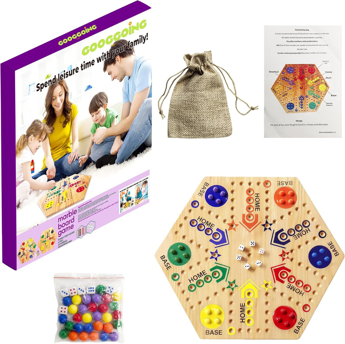 Juego de Mesa de Madera, Juego de Mesa Original de Canicas de Doble...