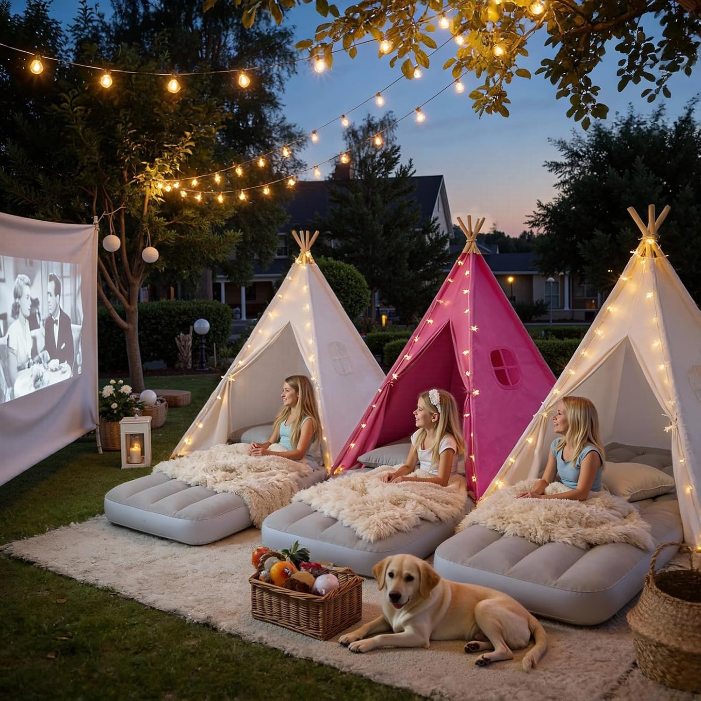 wilwolfer Paquete de 2 tiendas de campaña tipi para niños con cama...