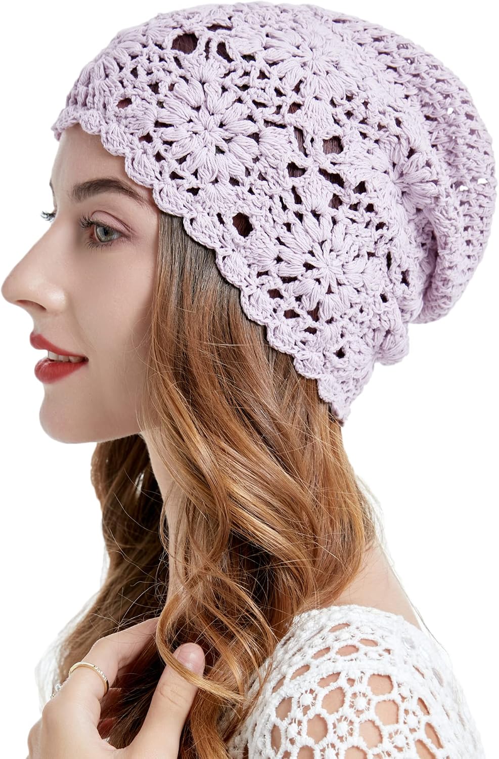 ZLYC Gorro Beanie Slouchy de Ganchillo de Algodón para Mujer Gorro...