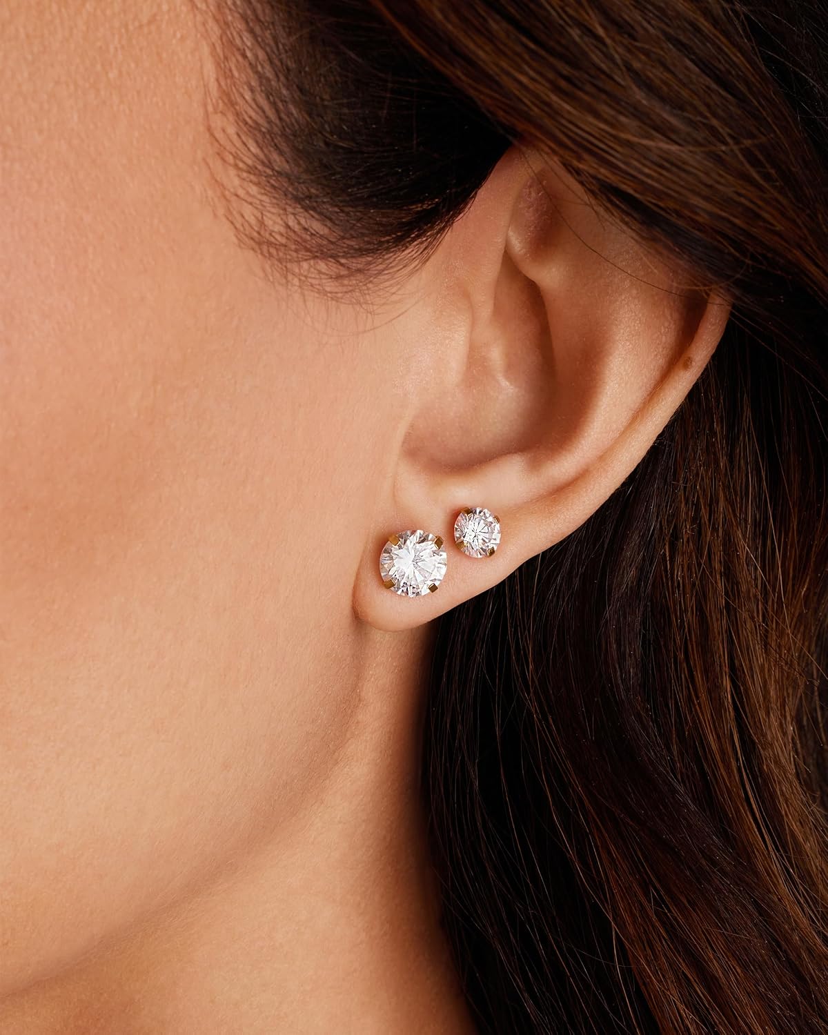 PAVOI 5 pares de aretes de tuerca impermeables para mujer, acero in...