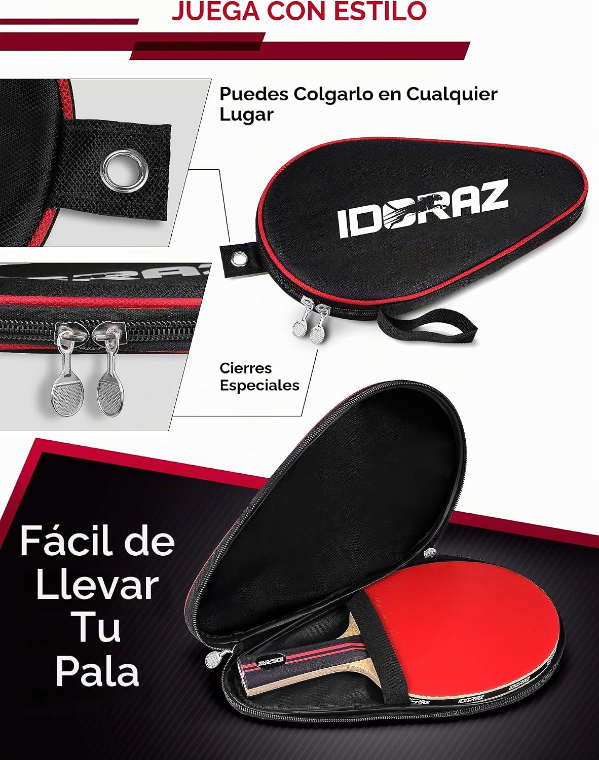 Idoraz Pala Profesional de Ping Pong - Raqueta de Tenis de Mesa con...