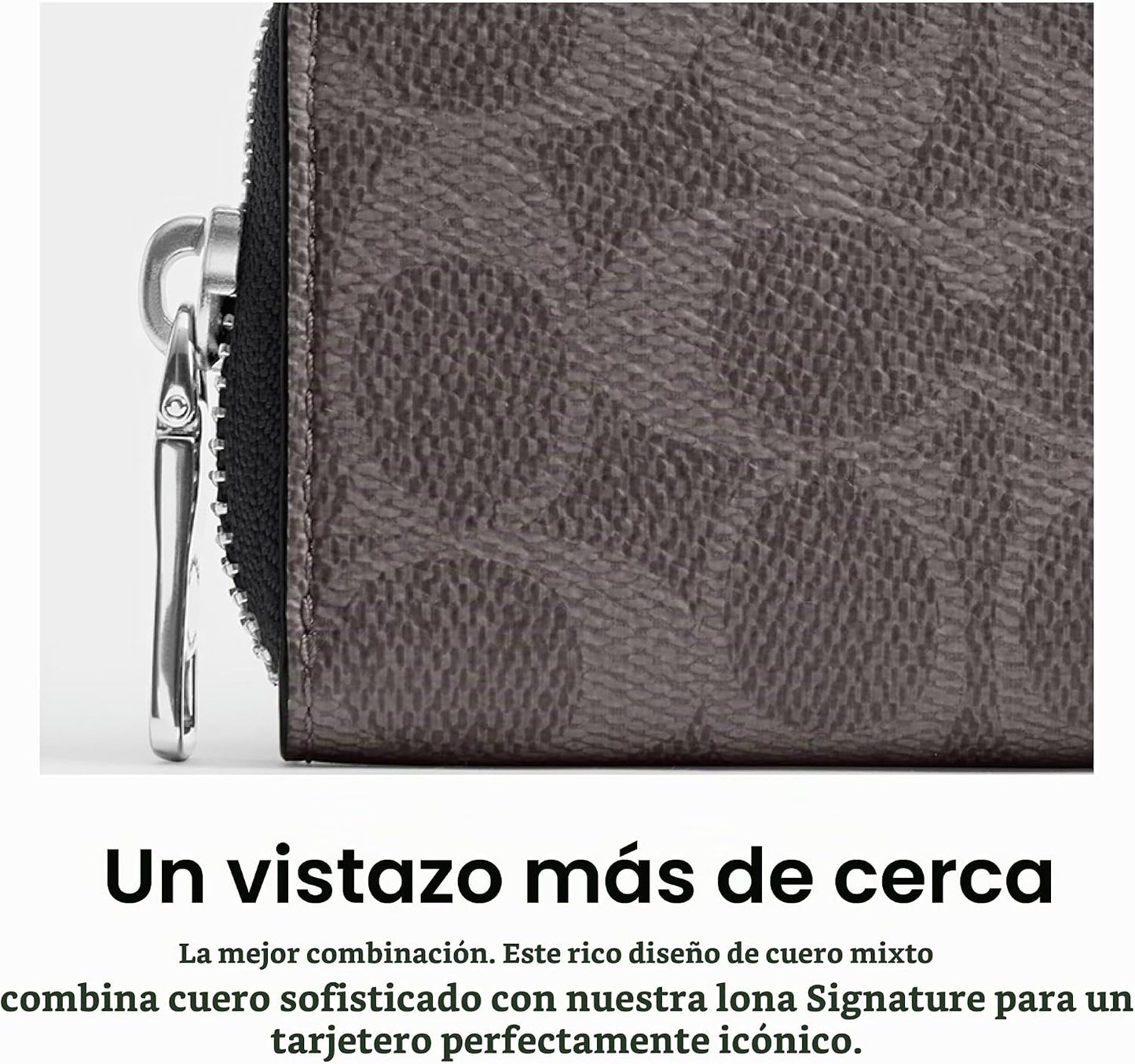 Tarjetero COACH pequeño con cremallera alrededor en Signature