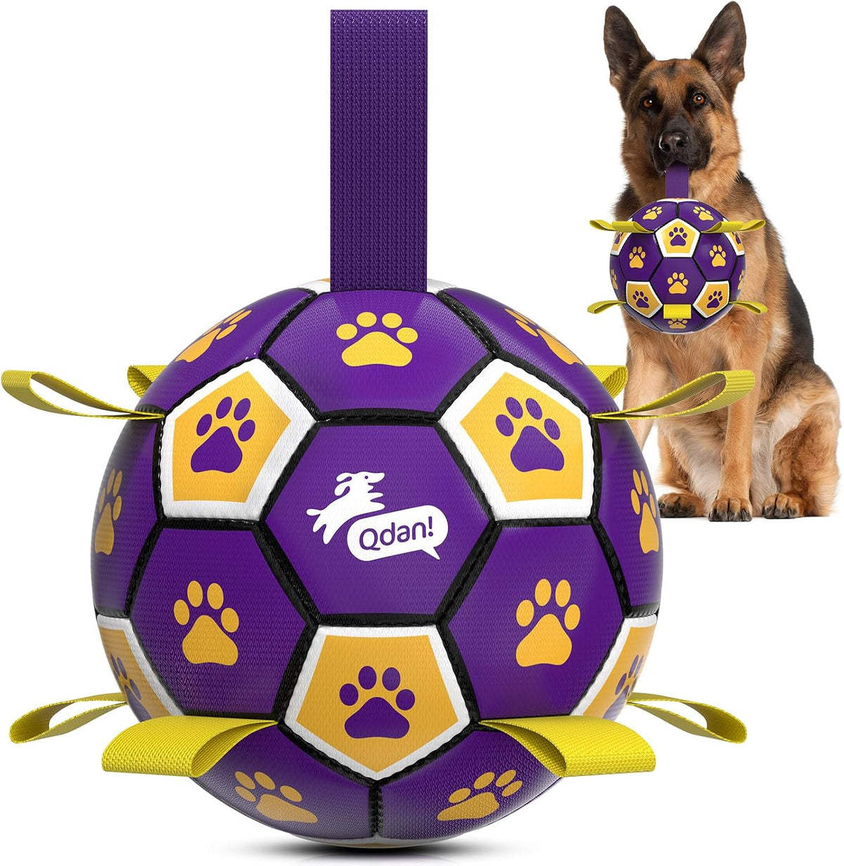 QDAN - Pelota de fútbol de juguete para perros, pelotas duraderas c...