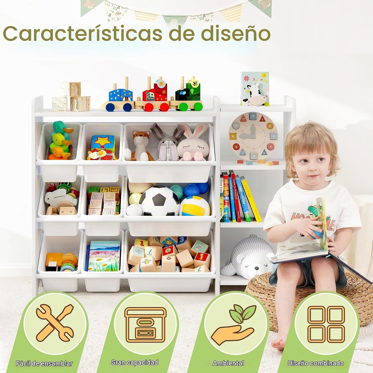 MallBest Organizador de almacenamiento de juguetes para niños con c...