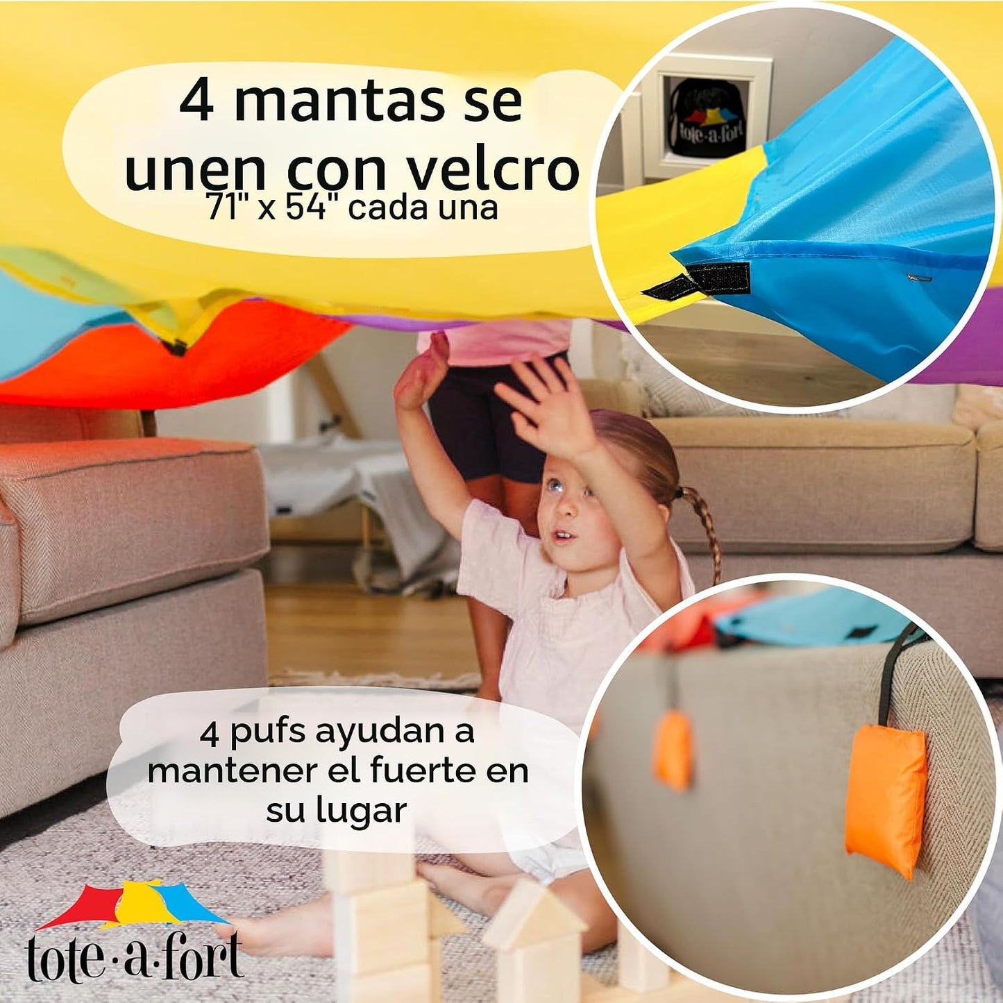 Tote a Fort Original XL Conjunto de construcción de fuerte con mant...