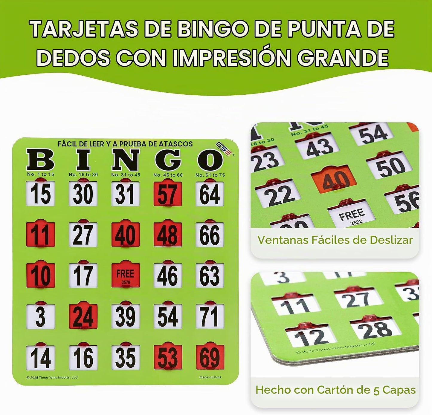 GSE Games &amp; Sports Expert Tarjetas de bingo verdes Jumbo Shutte...