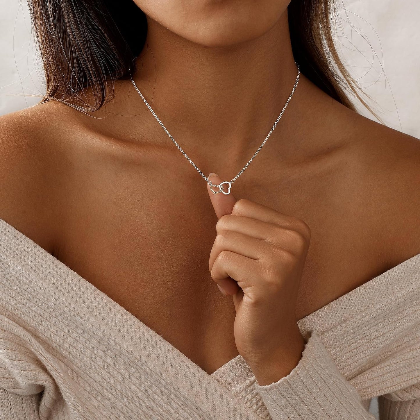 JIKASI Collar de corazón para mujer, delicado chapado en oro de 14...