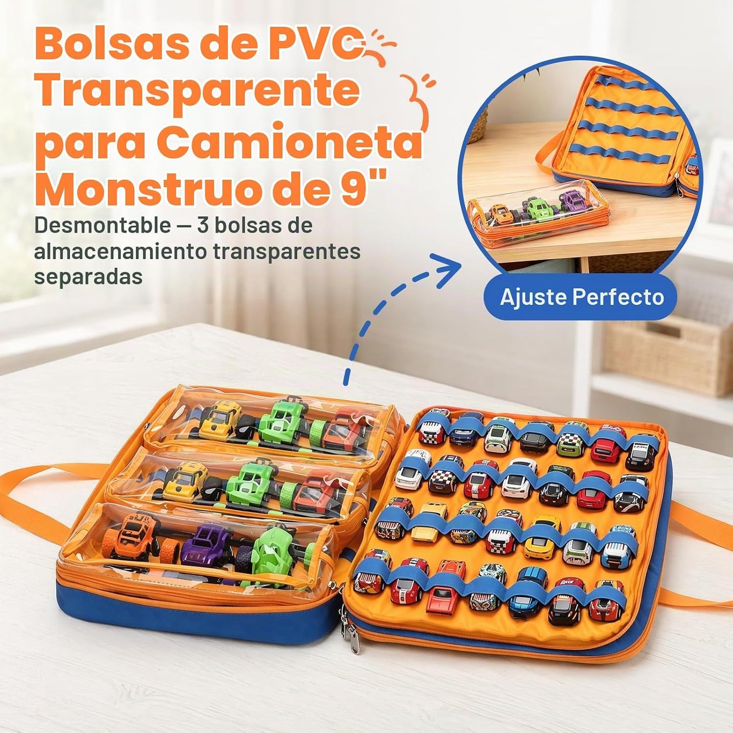 Estuche de transporte para almacenamiento de autos de juguete con 8...