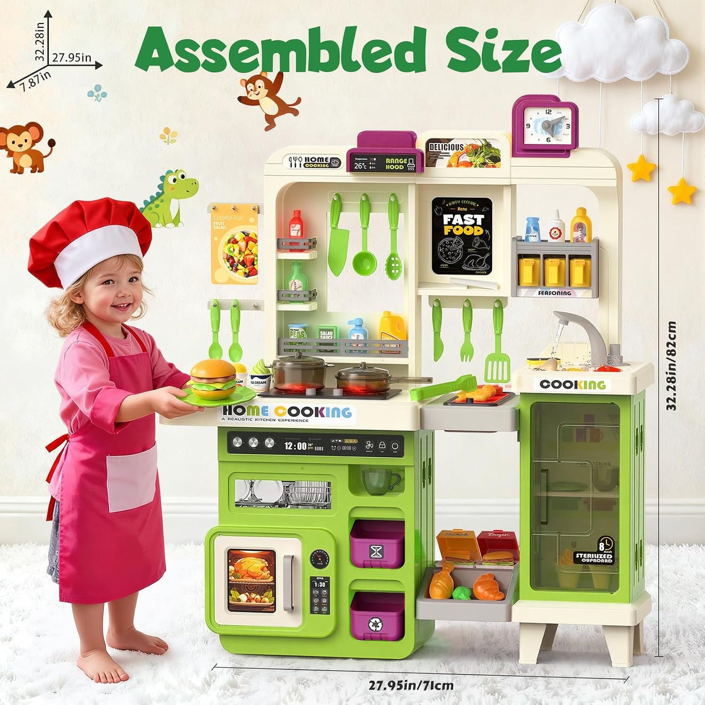 Juego de cocina para niños con luces, sonidos y vapor, juego de coc...