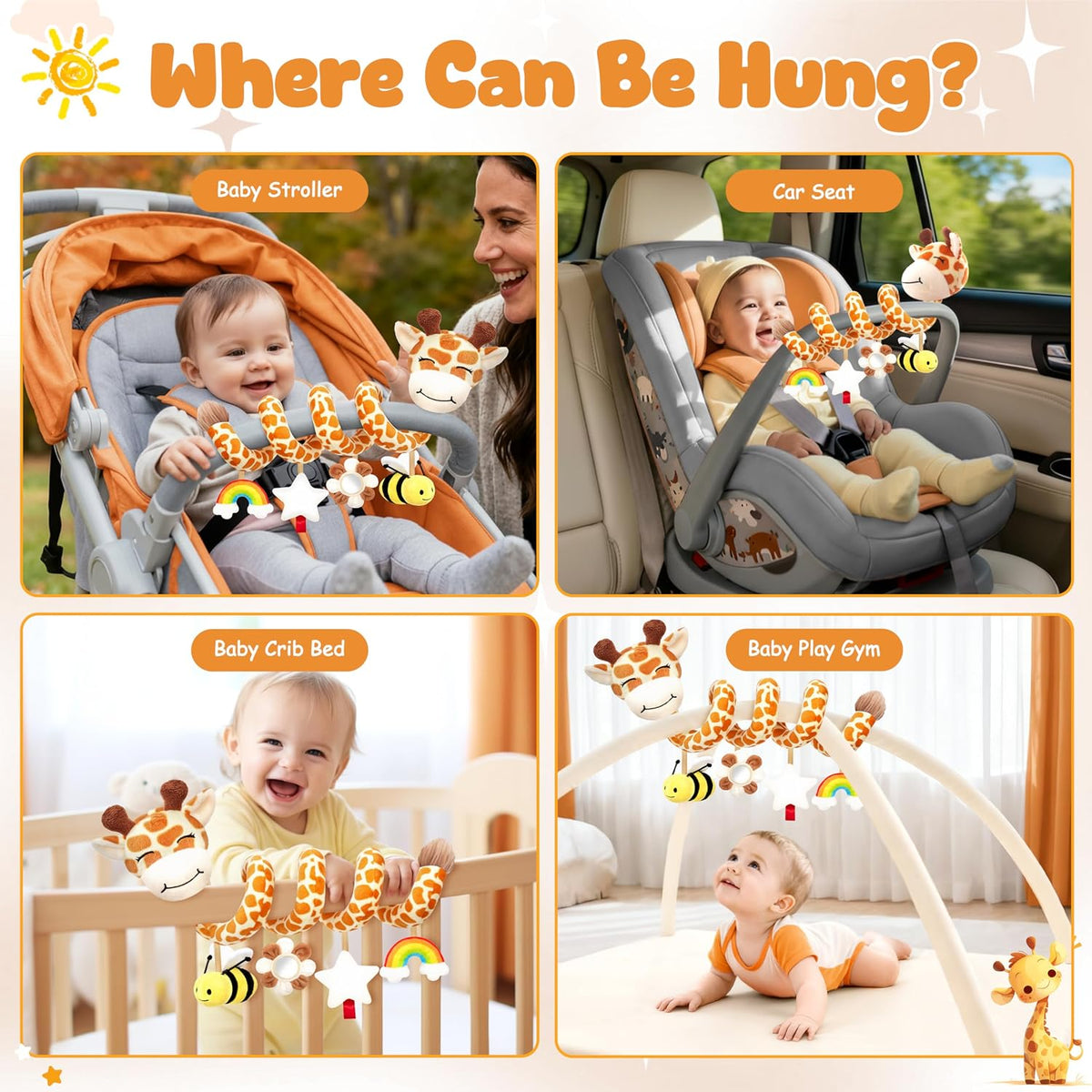 Stuffed Asiento de coche en espiral para bebés de 6 a 12 meses, jug...