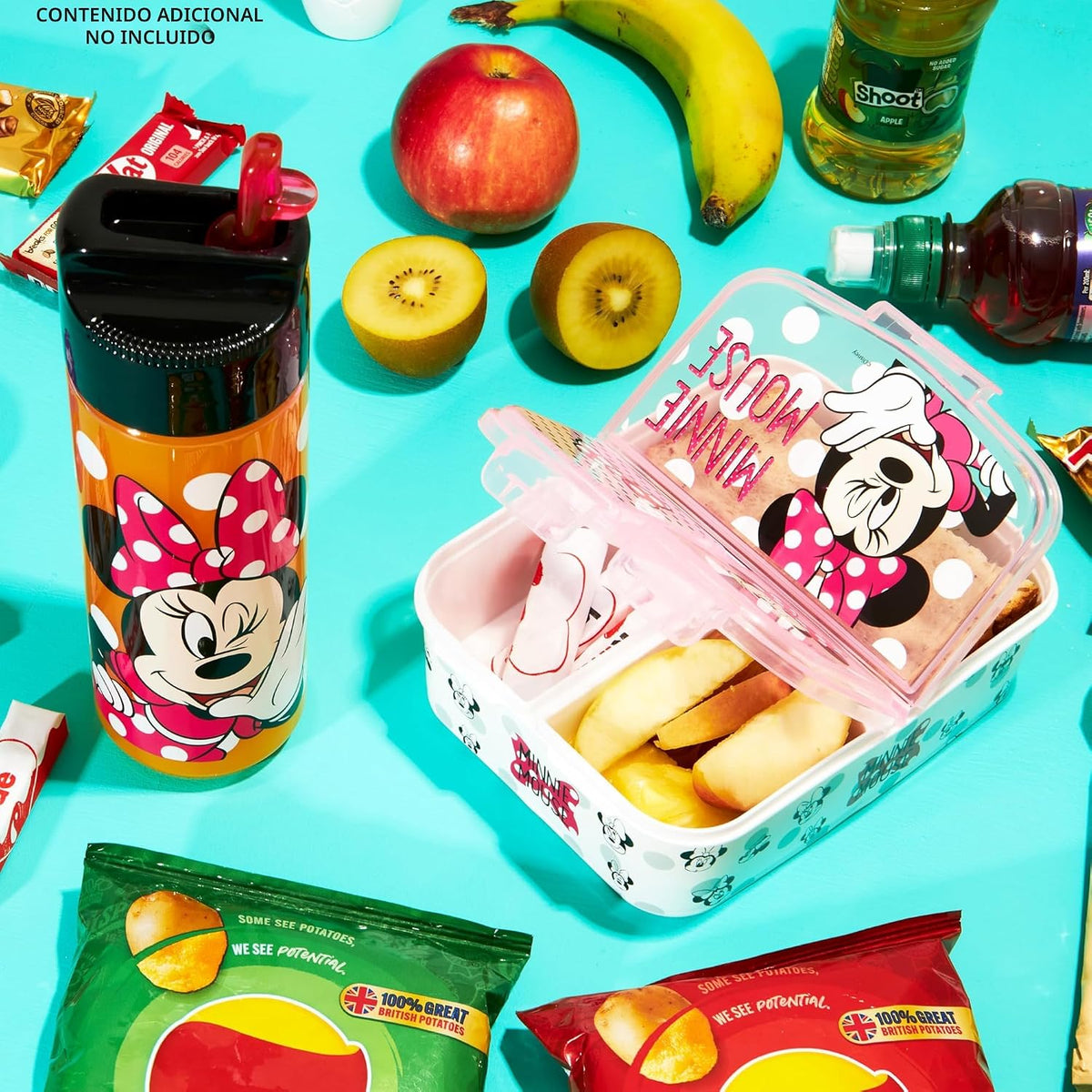 Disney Minnie Mouse Lonchera para niños con compartimentos y botell...