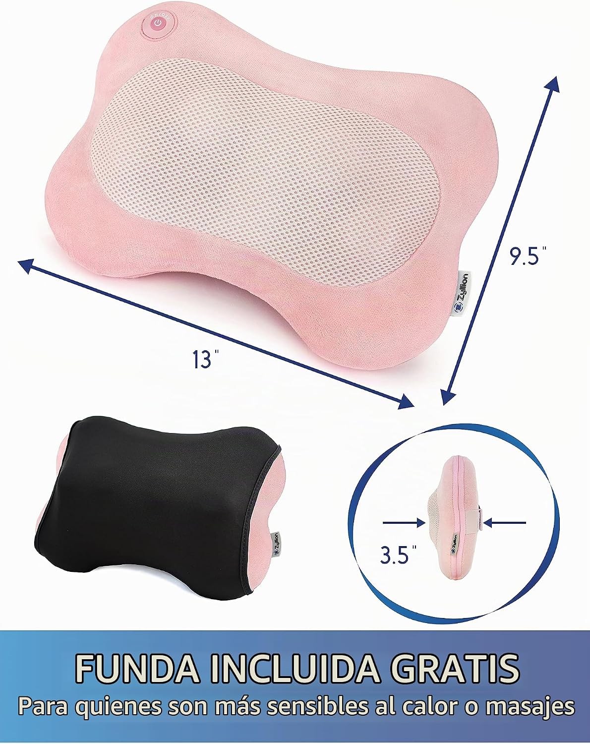 Zyllion ZMA-13 Masajeador de espalda y cuello con calor para alivia...