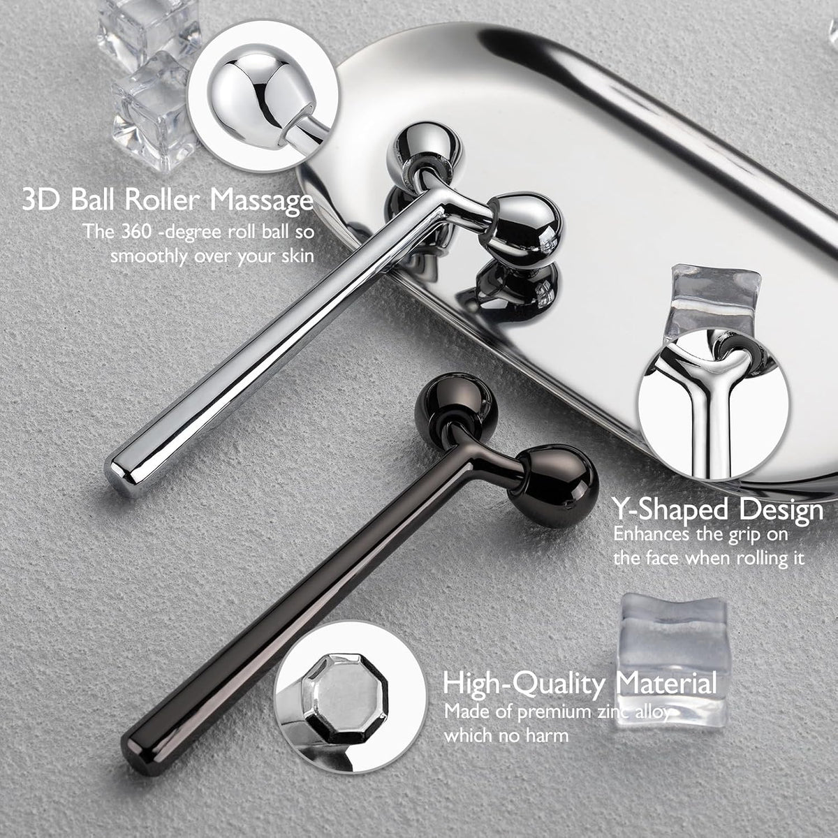 Tekson Rodillo facial, masajeador facial de metal, herramienta de m...