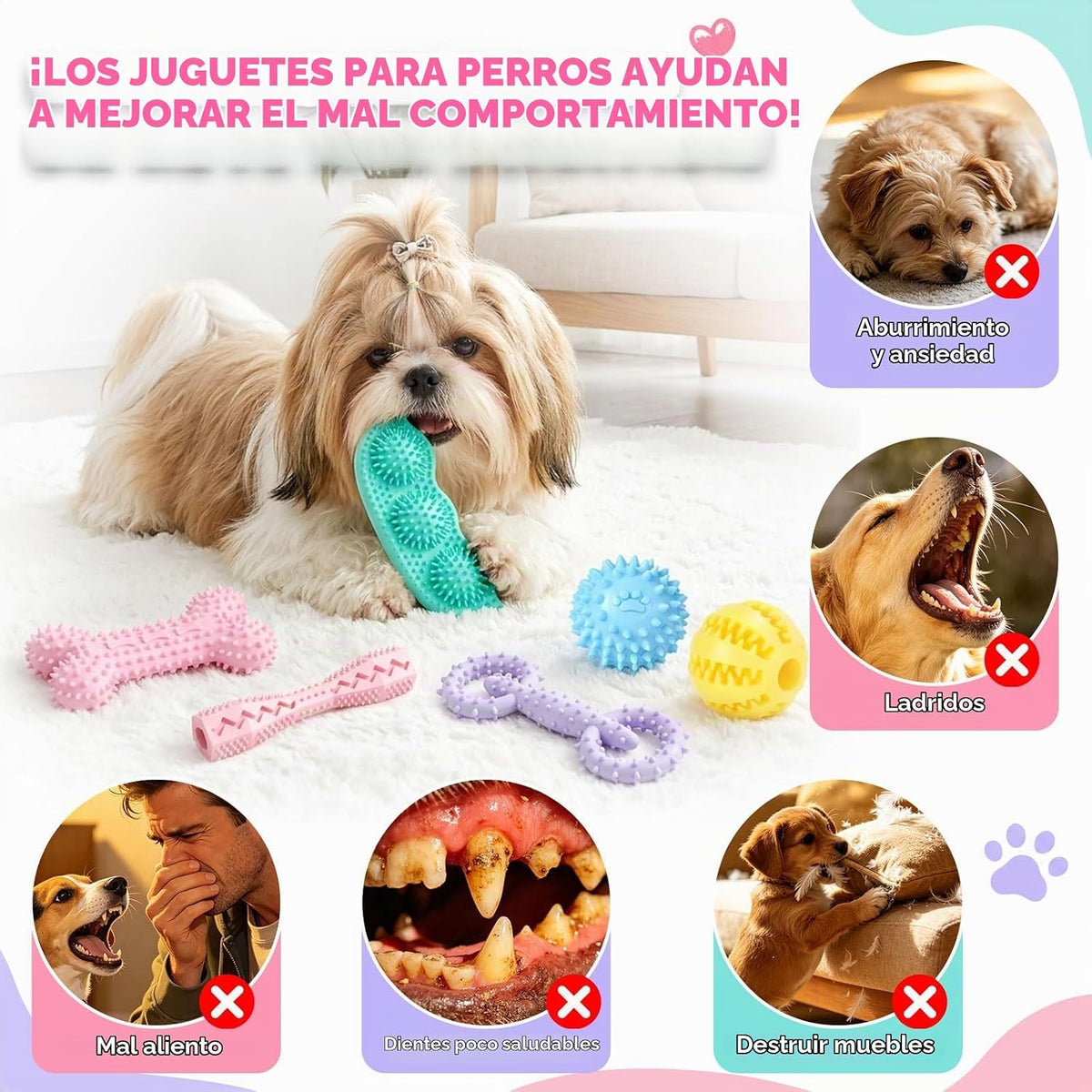 Wfoifab Paquete de 6 juguetes masticables para dentición, suaves y...