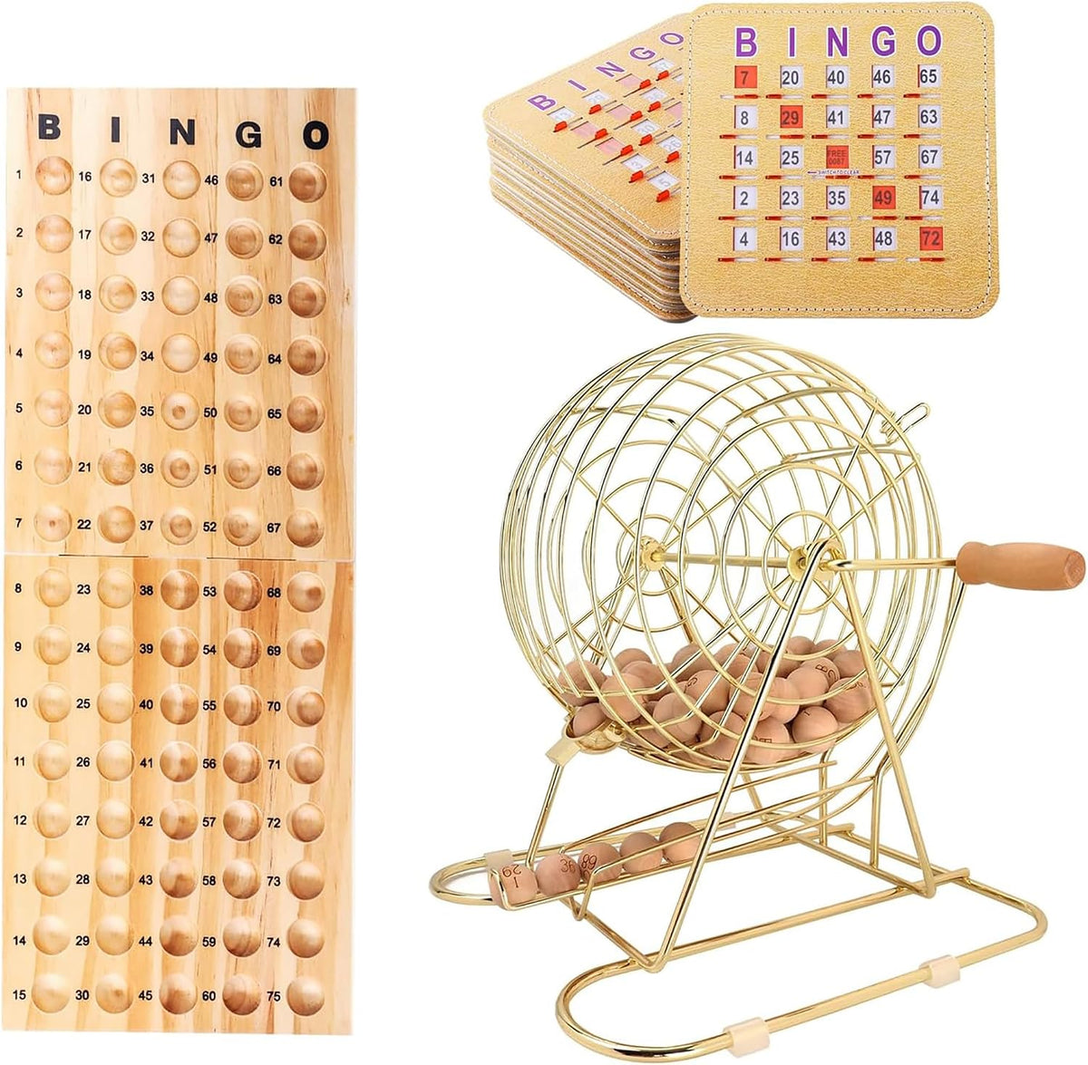 GSE Deluxe Juego de Bingo Juego de Bingo, jaula grande de latón, 10...