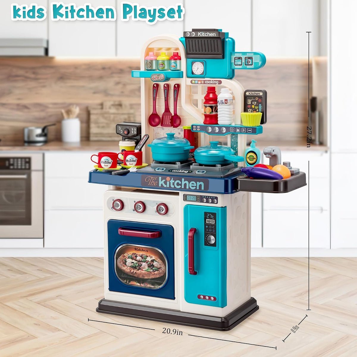 Juego de cocina para niños, estufa de cocina, fregadero, horno, luc...