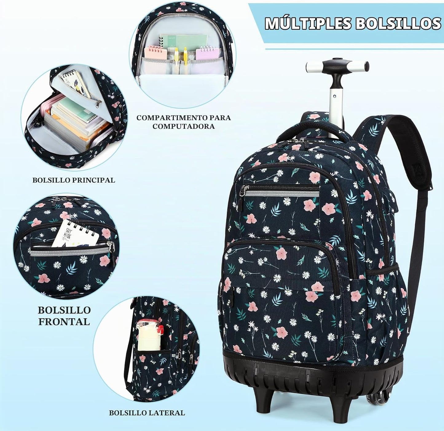 ACESAK Mochila con ruedas para niñas \u2013 Mochila escolar con rue...