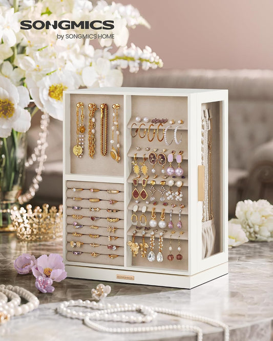SONGMICS GISELLA Collection - Joyero giratorio de 360°, estuche de...