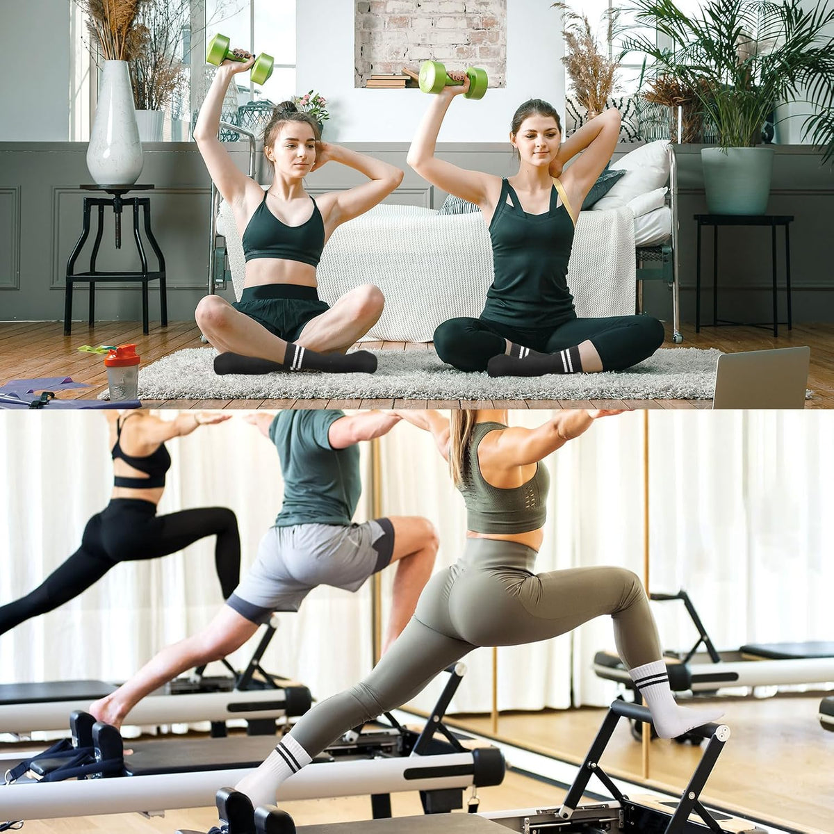 Toes Home Calcetines de pilates para mujer con agarre antideslizant...