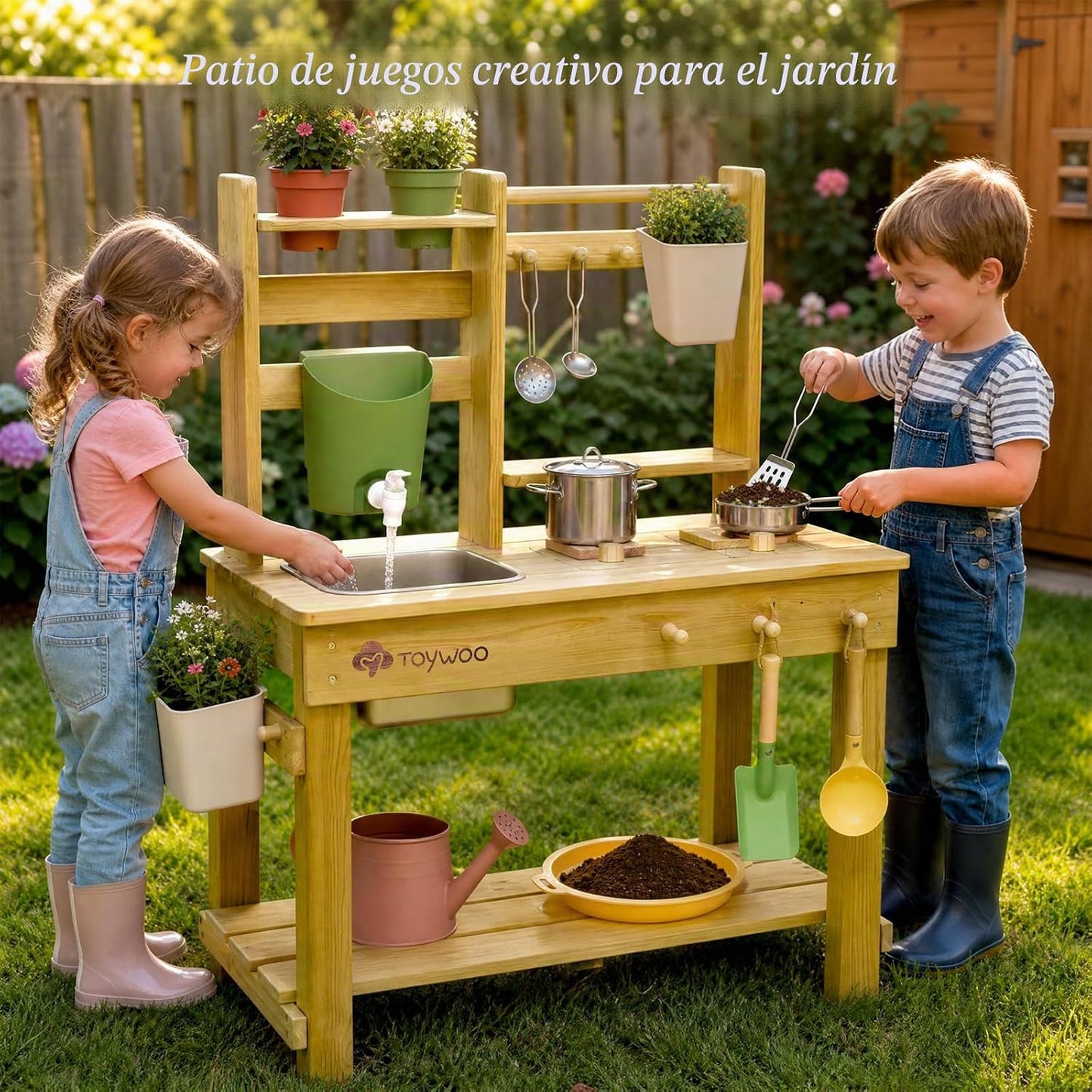 Toywoo Cocina de barro impermeable para niños al aire libre, cocina...