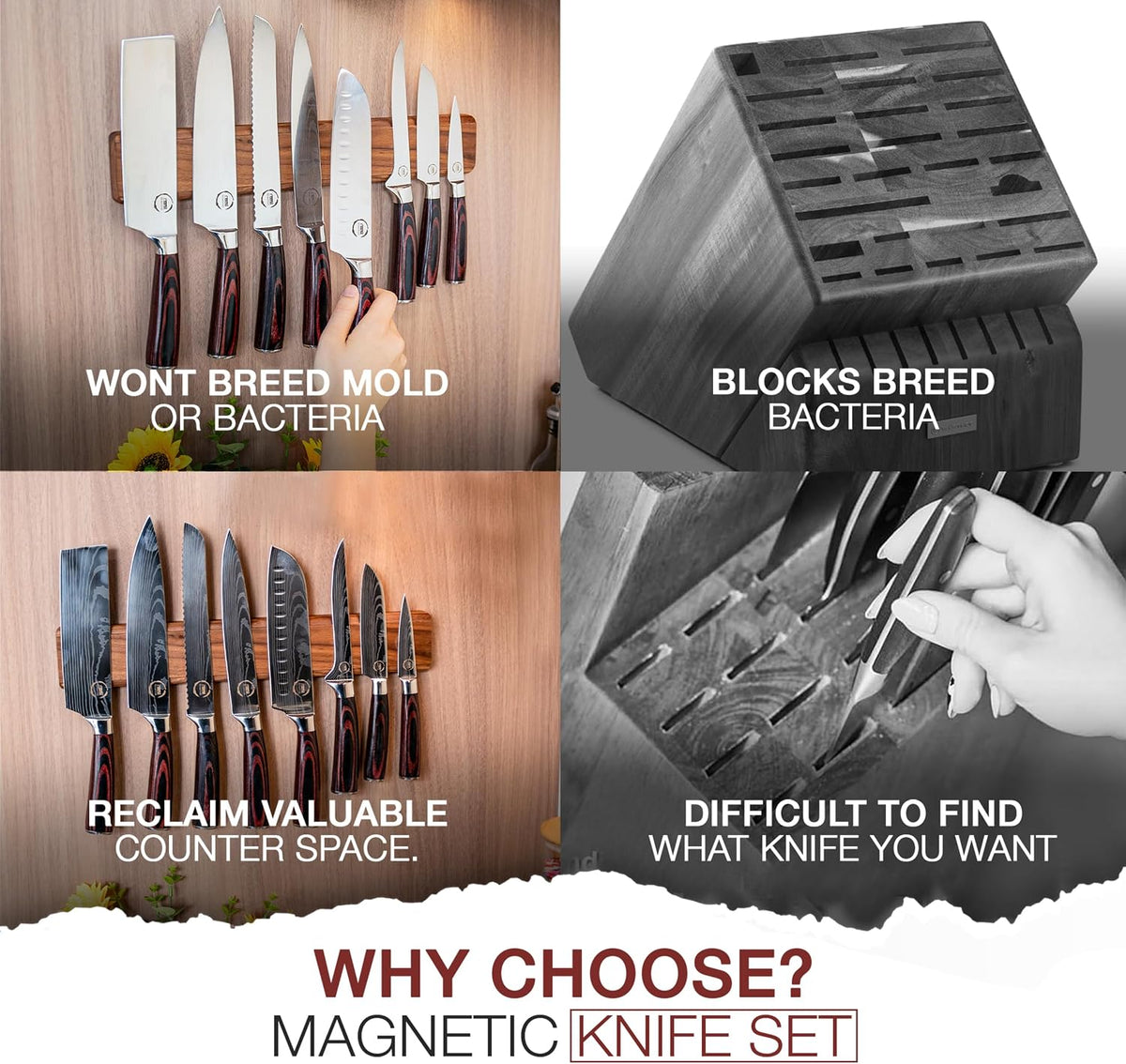 HouseWish 8 piezas de cuchillos de chef - Cuchillos de acero inoxid...