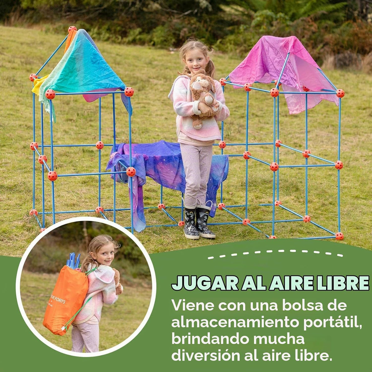 Tiny Land Fort Kit de construcción para niños de 4 a 12 años, jugue...