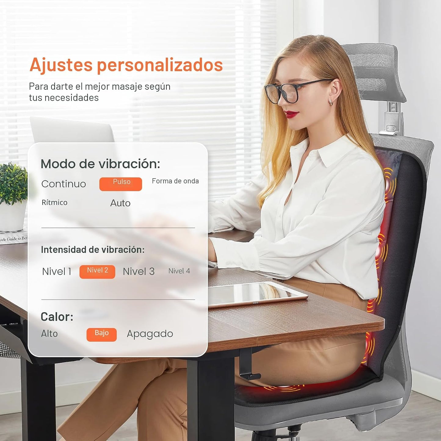 CILI Almohadilla para silla de masaje, masajeador de espalda con ca...