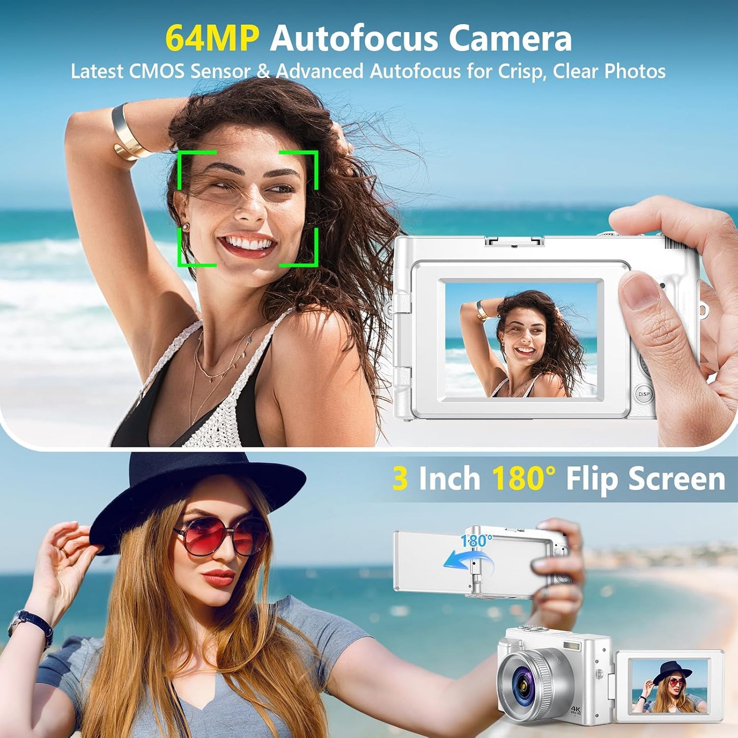 Cámara digital 4K para enfoque automático de fotografía, cámara de...