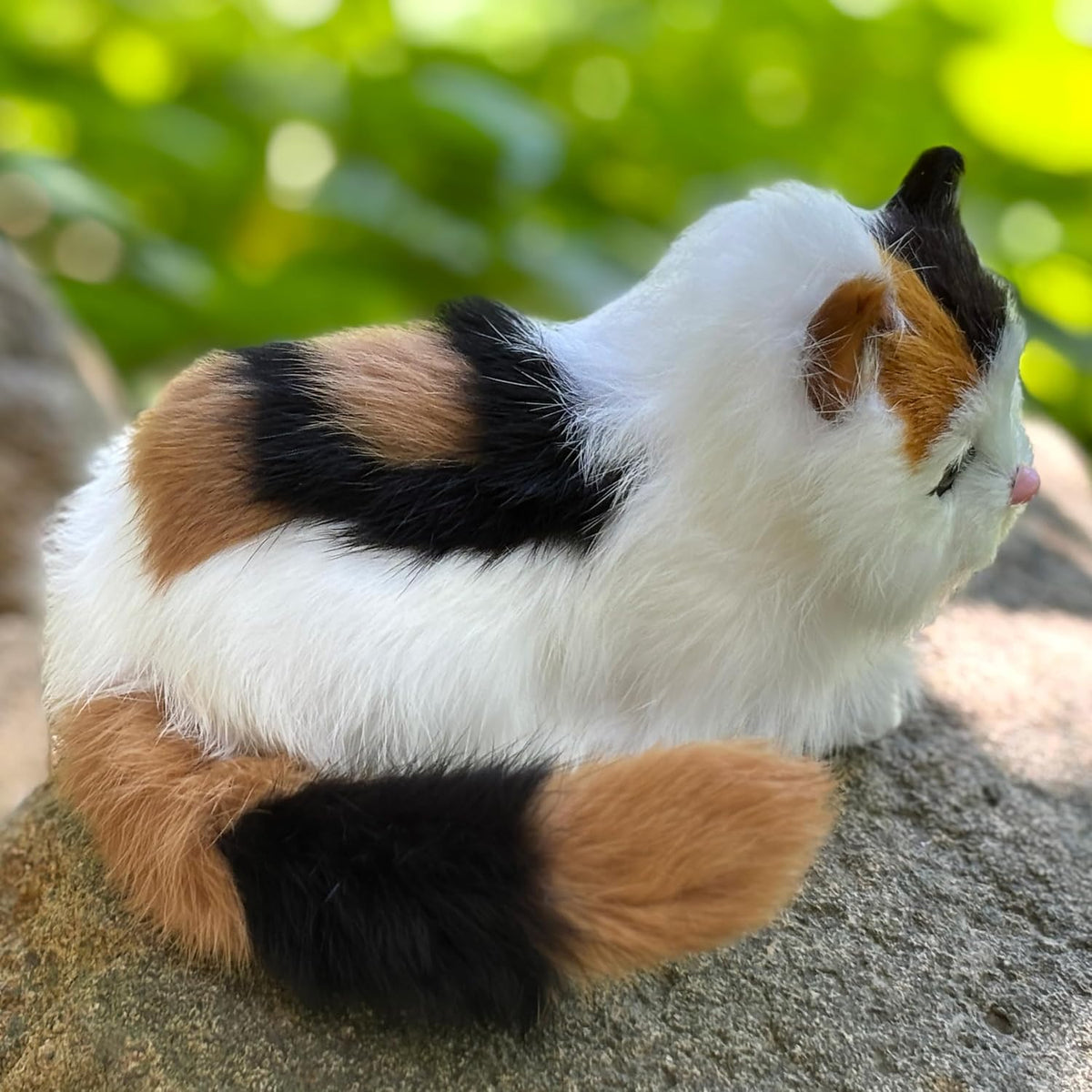 Figura realista de gato calicó para bebé, estatua de gatito peludo...