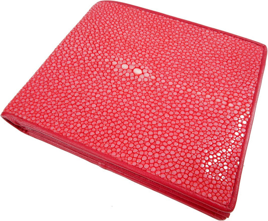 Pelgio Genuino Pulido Stingray Shagreen Piel Bifold Cartera (Carrmi...