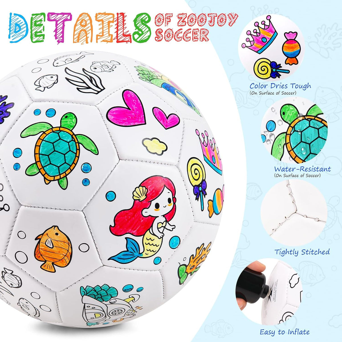 ZOOJOY Colorea tu propio balón de fútbol, kit de manualidades de...