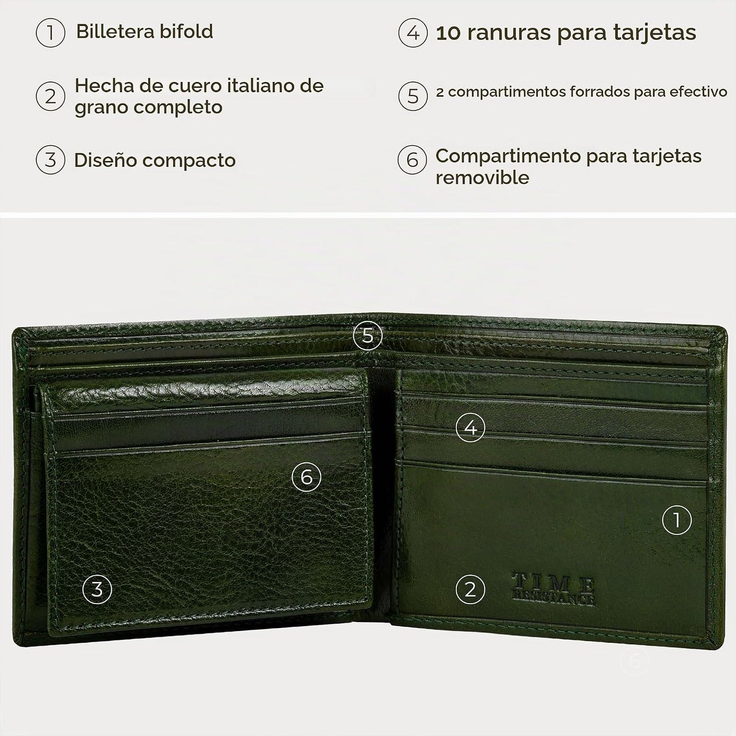 Time Resistance Cartera de cuero \u2013 Cartera italiana hecha a ma...
