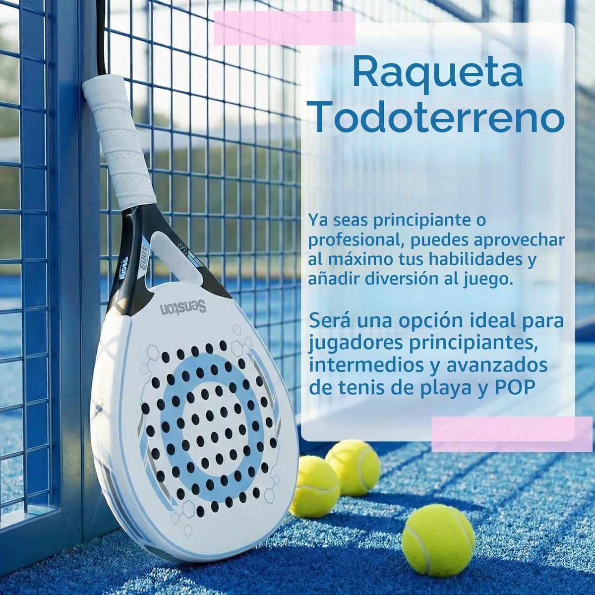 Senston Raqueta de pádel con superficie de fibra de carbono con núc...