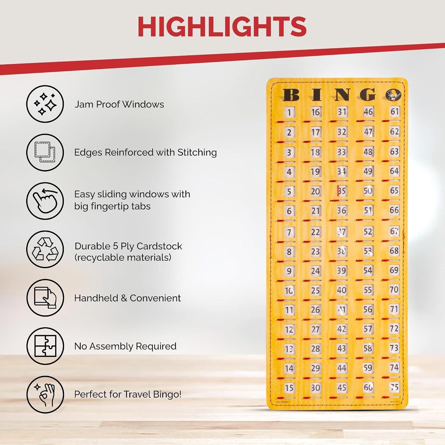 MR CHIPS Quick Clear 50 tarjetas de bingo a prueba de atascos con v...