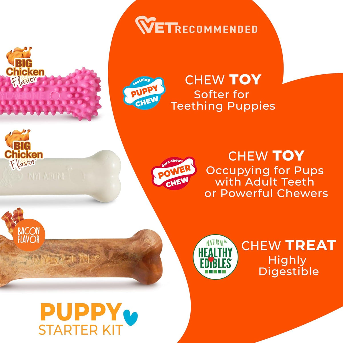 Nylabone - Paquete triple de juguetes y golosinas variadas para cac...