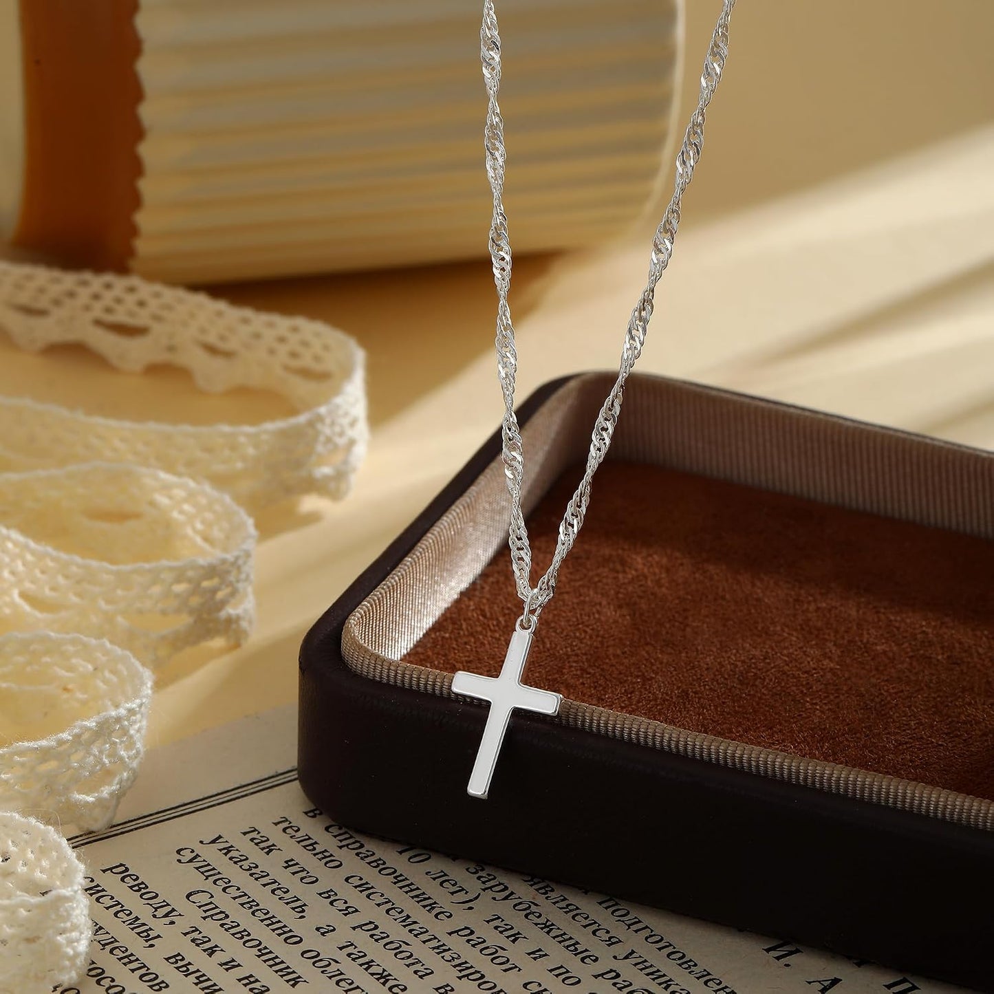 JIKASI Collar de cruz para mujer, chapado en oro o plata de 14 quil...