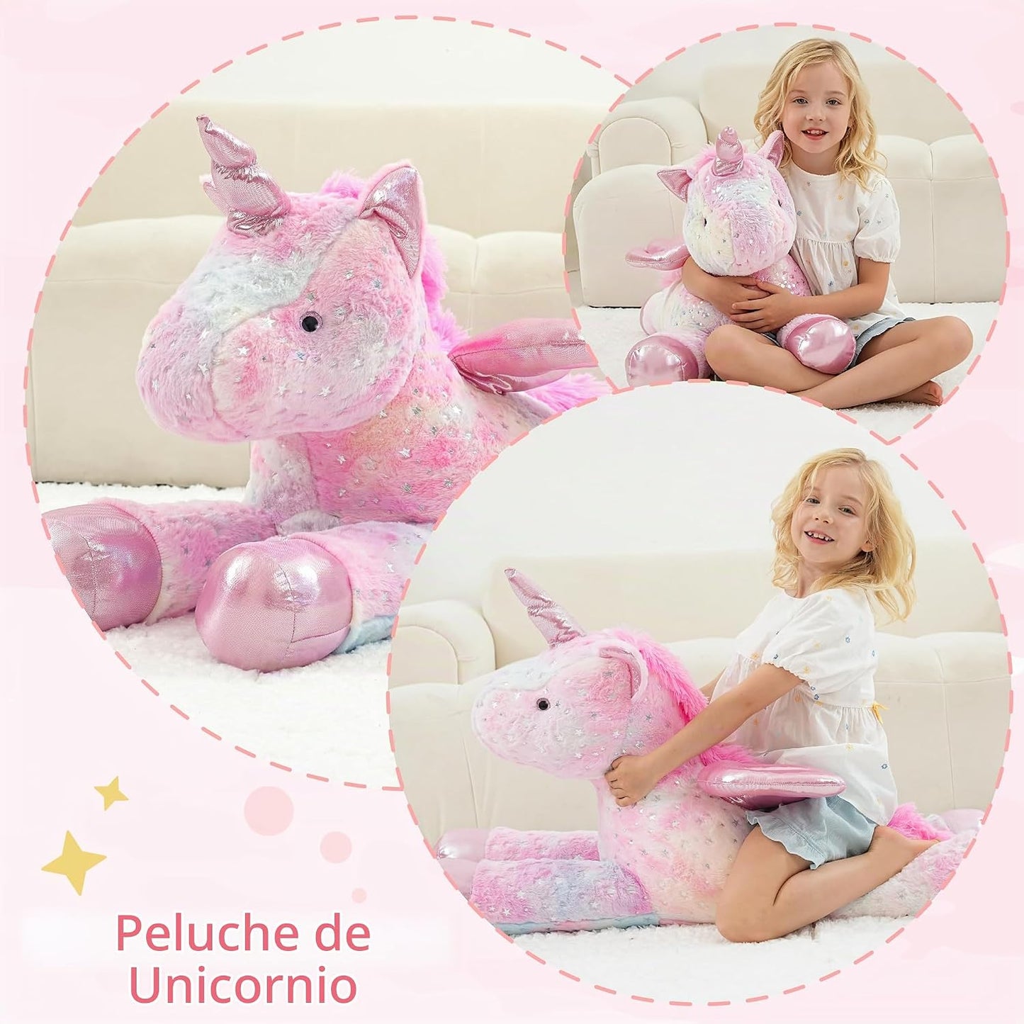 Jrystar Juguete de peluche de unicornio gigante, juguete de unicorn...