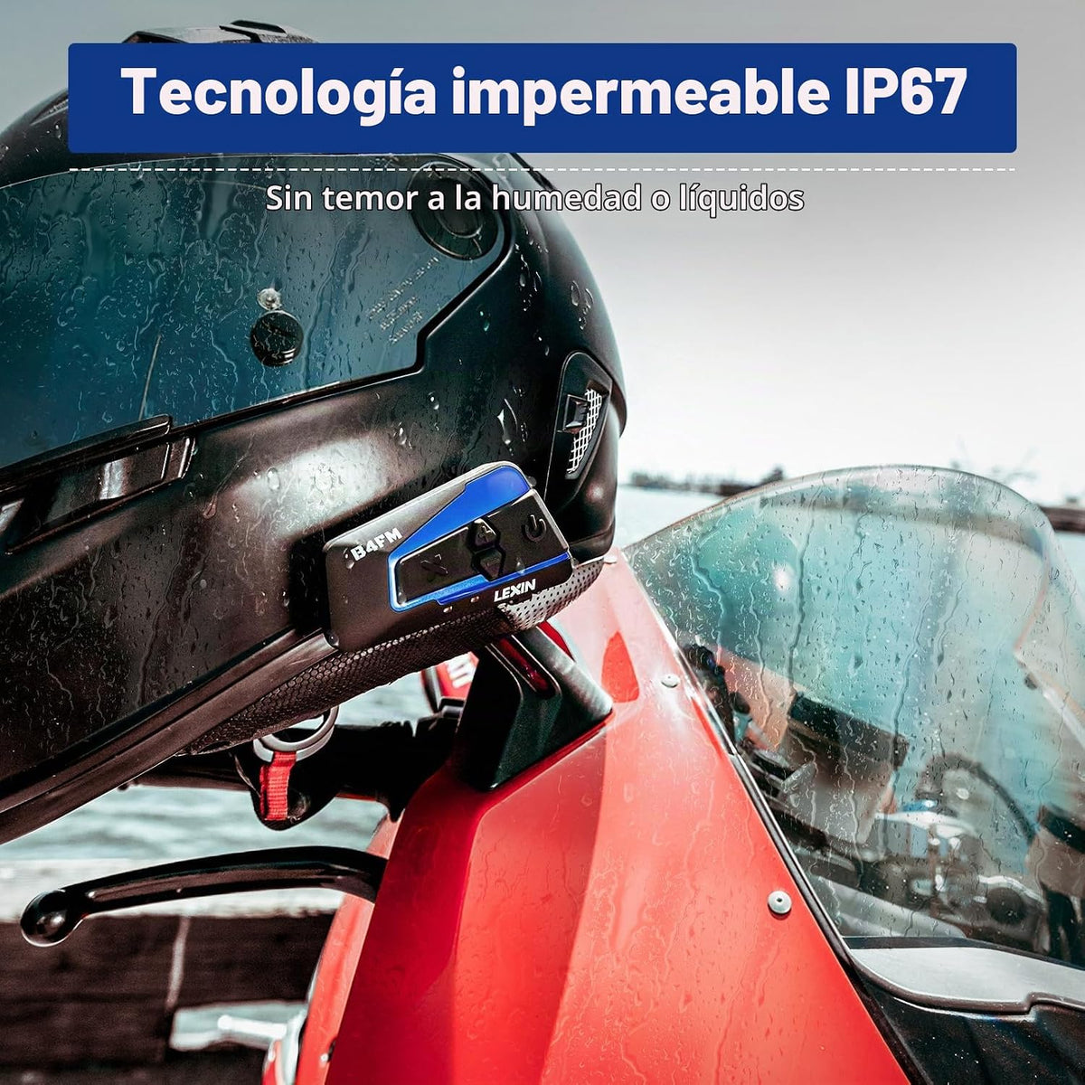 LEXIN B4FM - Auriculares Bluetooth para motocicleta, intercomunicad...