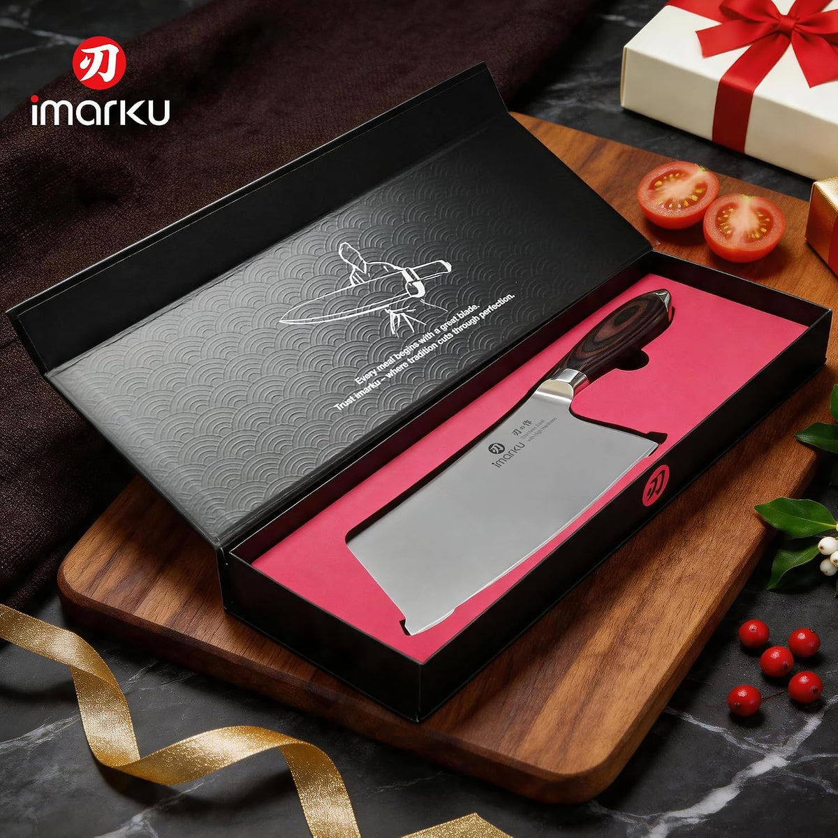 imarku Cuchillo de carnicero de 7.5 pulgadas, cuchillo japonés de a...