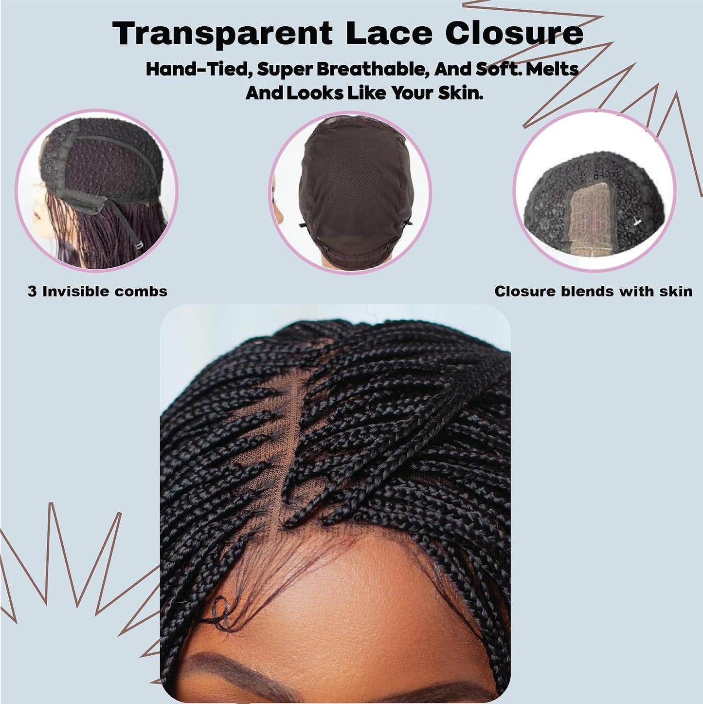 Wow Braids Pelucas trenzadas, peluca trenzada de micro millones, co...