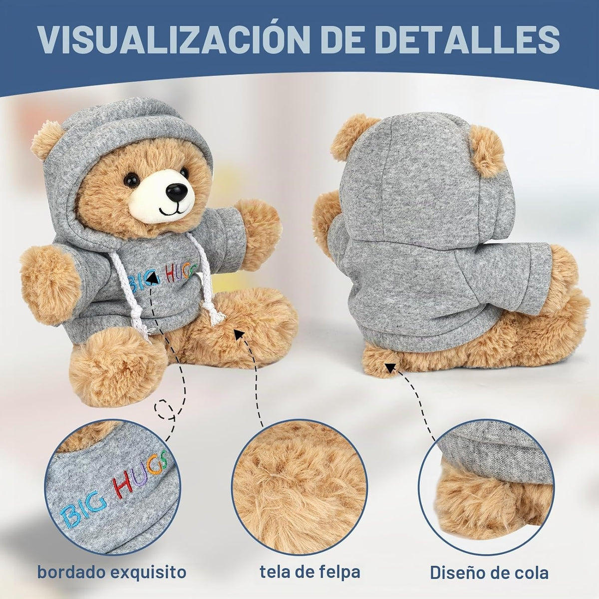 Osacoe Oso de peluche Big Hugs con caja de regalo, sudadera extraíb...