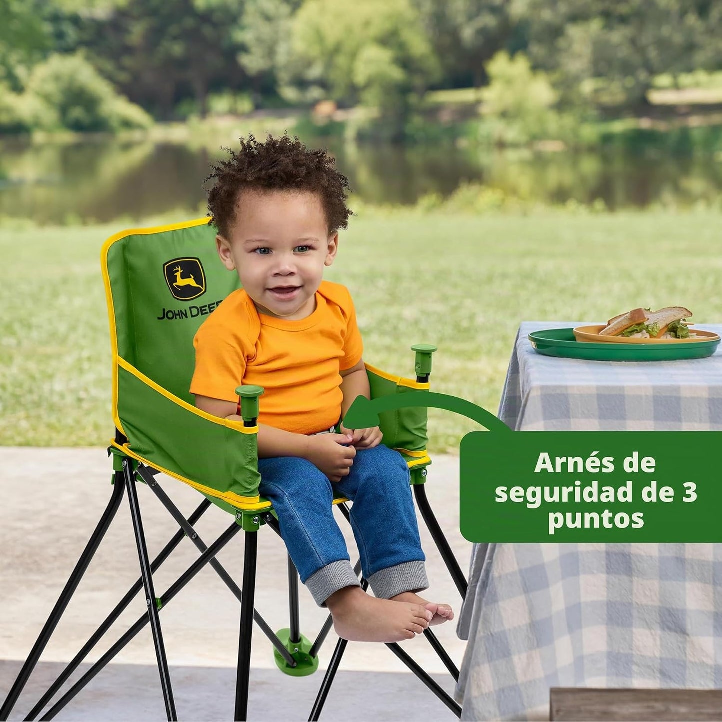 Bright Starts John Deere Pop 'N Dine - Silla alta portátil, int...