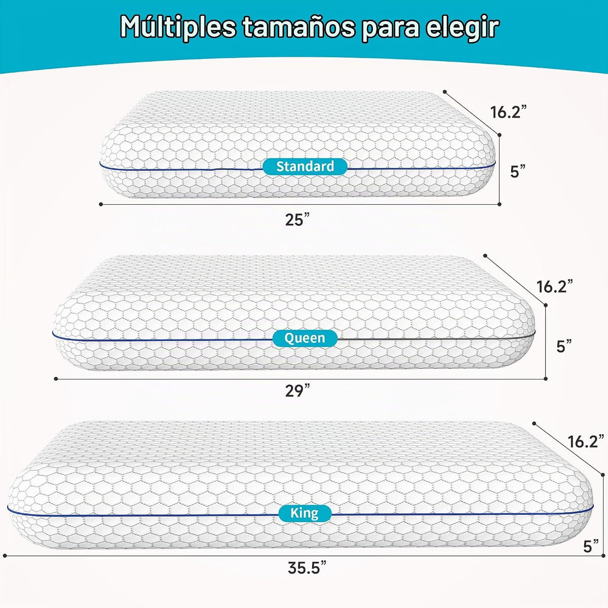 CushyOasis - Almohadas de espuma viscoelástica para dormir de lado,...