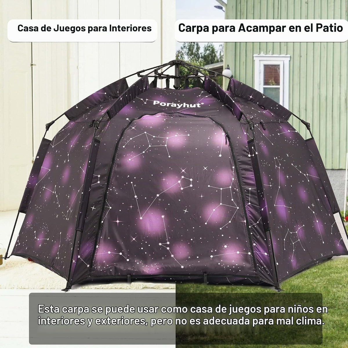 Tienda de campaña hexagonal portátil para niños con tira de luces L...