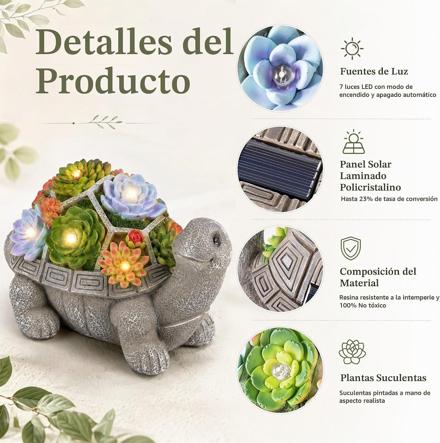 Estatuas de jardín solar GIGALUMI Figura de tortuga Luces para exte...