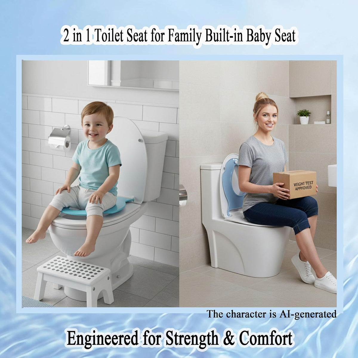 MinSha Asiento de inodoro alargado con asiento para niños, cierre s...