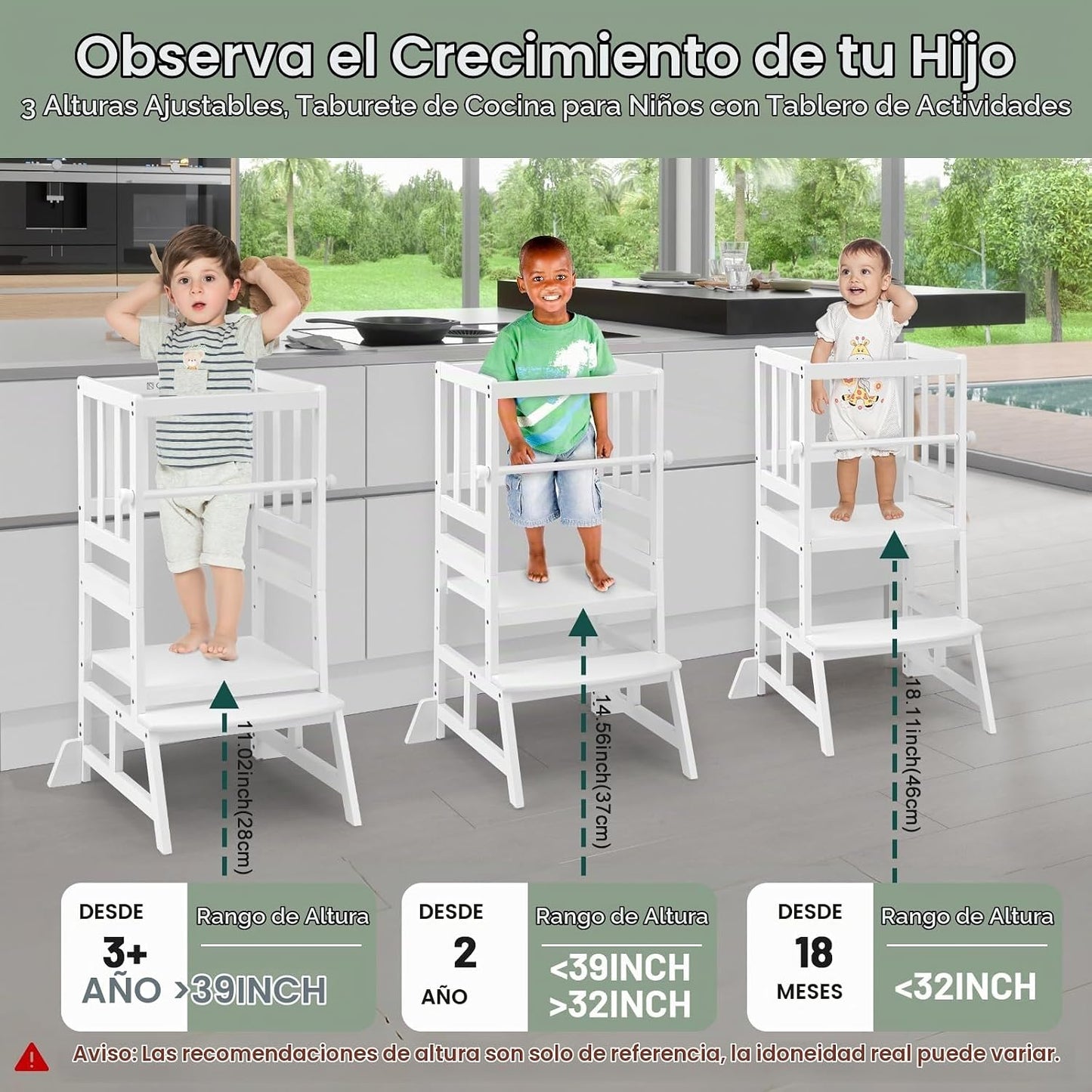 COSYLAND Torre de pie para niños pequeños, taburete de cocina de al...